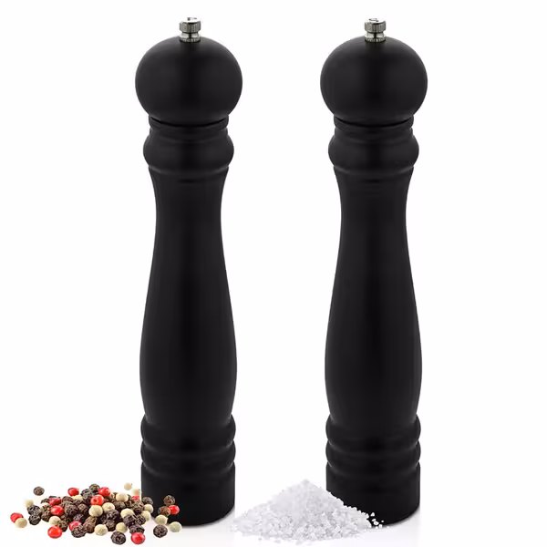 Set râșnițe sare și piper - Lemn - Înălțime: 300 mm - Negru