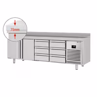 Aukstuma galds PREMIUM PLUS - 2452x600 mm - 510 l - ar 2 durvīm - ar 6 atvilktnēm - Ar apmali