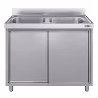 Sudoper s ormarićem ECO - inox - 1000 x 700 mm - sa 2 korita - korita sredina