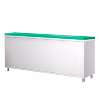 Arbetskåp i rostfritt stål PREMIUM - 2000x700 mm - med 2 skjutdörrar - inkl. skärbräda grön