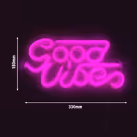 LED Neon Sign - Good Vibes - Pink - 330x180mm