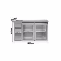 Direct Draw Beer Dispenser / Kegerator - 2 Glass Doors PREMIUM – 1 sink left - 1550×700 mm