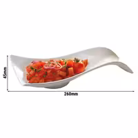 (6 Stück) Besteckablage - SMALL WAVE - Melamin - 260x130mm - Weiß