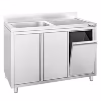 Sudoper s ormarićem ECO - inox - 1200 x 700 mm - s košem za otpatke - s 1 koritom - korito lijevo