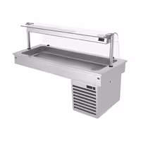 Ugradno rashladno korito - 1500 mm - od +2 do +8 °C - 4x GN 1/1 - 390 W - sa staklenom kupolom