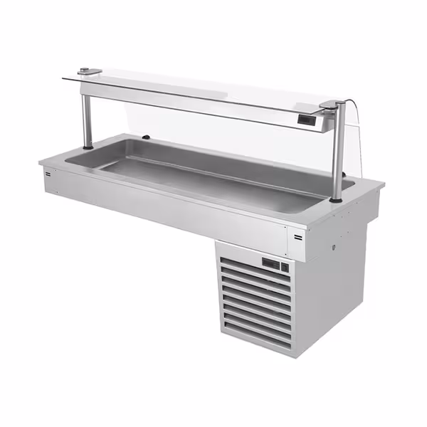 Ugradno rashladno korito - 1500 mm - od +2 do +8 °C - 4x GN 1/1 - 390 W - sa staklenom kupolom