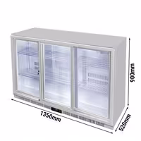 GASTRO-COOL | Barski hladnjak - 1350 mm - 312 litara - Sa 3 staklena klizna vrata - Srebrna boja