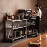 Mesa de trabalho de bar - Aço inoxidável - 800x400mm - com 4 prateleiras