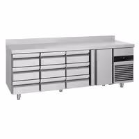 Commercial Counter Fridge PREMIUM - 2330x700mm - with 1 door - 9 drawers - with upstand - capacity 632 litres