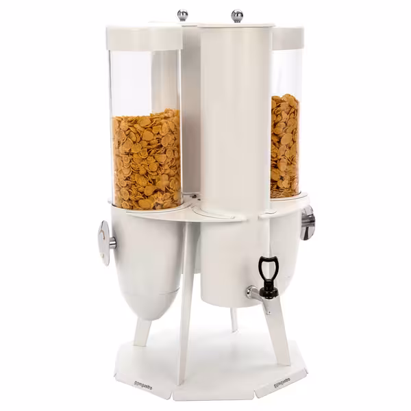 Cereal & Milk Dispenser - double - rotating - Stainless Steel Stand