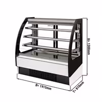 Commercial multideck display fridge - Open front - 1875mm - 548L - with 3 shelves - rear sliding doors - incl. night blind - Black/White
