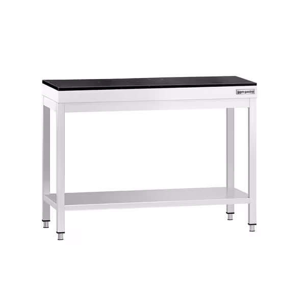 Rozsdamentes acél munkaasztal PREMIUM - 1000x600 mm - alsó polccal - gránit munkalappal