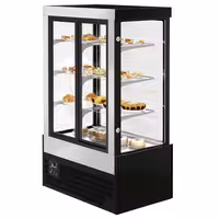 Commercial cake display fridge - 950L - 1200mm - Double glazing - square - with 3 adjustable shelves - rear sliding doors - for patisserie - Black