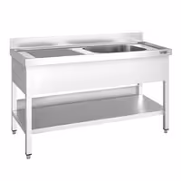 Sudoper PREMIUM - 1400x600 mm - s donjom policom - s 1 koritom - korito desno - inox