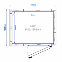 Kompaktiška šaldymo kamera - 1500x1200 mm - 2,60 m³