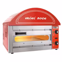 Electric Deck Pizza Oven - Single Deck - 1 - Ø 34cm (13.4") - 230V Single Phase - Mechanical Controls - Red - up to 280°C