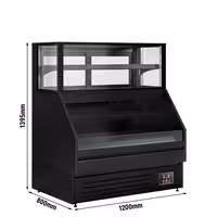 Comptoir vitrine réfrigérée HELSINKI - 1200x800mm - 199L - 4 étagères - +2/+8°C - Portes coulissantes vitrées