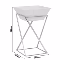 Açık Büfe Teşhir Standı - Paslanmaz Çelik & Melamin - köşeli - 200x200x375mm - dahil 1 Melamin Kase