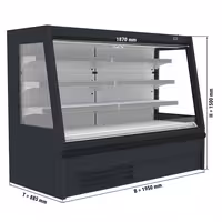 Commercial multideck display fridge - Open front - 1955mm - 537L - with 3 shelves - incl. night blind