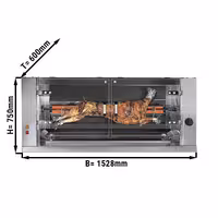 Commercial Gas Lamb & Suckling Pig Spit Roaster - 10kW - with 1 Skewer