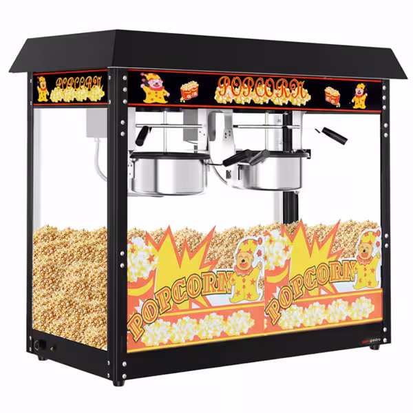 Profesyonel Popcorn Mısır Patlatma Makinesi - Set Üstü - 2,90kW - 10kg/sa - 2 tencereli - Siyah