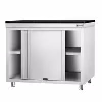 Rozsdamentes acél munkaszekrény PREMIUM – 1200x700 mm – átadóablakkal – gránit munkalapmal