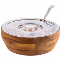 (6 adet) Kase - ACACIA - Akasyalı Ahşap - 2,5L - yuvarlak - Ø250mm - Derinlik:85mm - Kahverengi