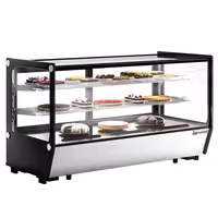 Countertop display fridge - 200L - 1219mm - Double glazing - square - with 2 adjustable chrome shelves - rear sliding glass doors