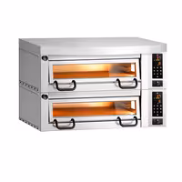 Electric Deck Pizza Oven Power - Twin Deck - Refractory Stone Deck - 4+4 x Ø 34cm (13.4") - Touchscreen Controls - up to 450°C - incl. Stainless steel hood