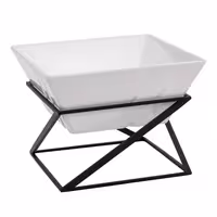 Etagere / Buffet Stand - Black - square - Height: 175mm - incl. 1 Melamine bowl - Powder-coated stainless steel & Melamine