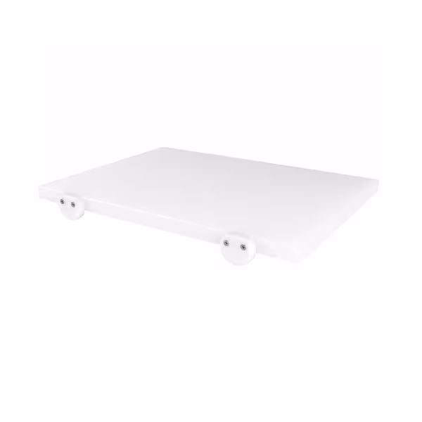 Neslīdošs griešanas dēlis - 300x500 mm - Biezums: 20 mm - HACCP atbilstošs - PE500 (HDPE) polietilēns - Balts - Ar fiksatoriem - Var mazgāt trauku mazgājamā mašīnā