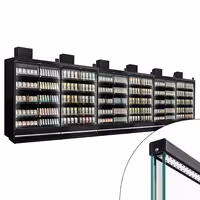 (6 pcs) Commercial multideck display fridge - 11250mm - with 4 hinged glass doors & 5 shelves - Black