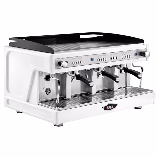 WEGA | Airy - Portafilter makinesi - 3 grup - 5,6 kW - 2 süt köpürtücü ve sıcak su ile - Beyaz