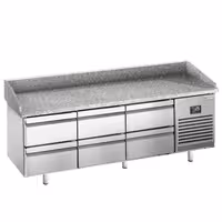 Table réfrigérée à pizza Premium PLUS - 1980 x 700 mm - avec 6 tiroirs