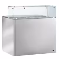 Stół chłodniczy sałatkowy PREMIUM – 900 mm – z 2 drzwiami szklanymi – z nadstawką szklaną na 5x GN 1/6