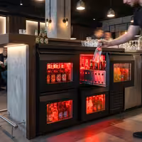 Chłodziarka barowa – 1460 mm – 226 L – z 4 szufladami szklanymi i oświetleniem LED RGB