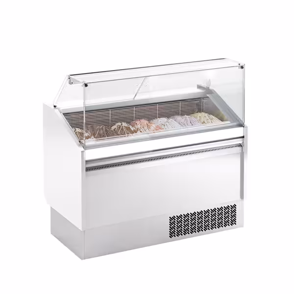 Ice Cream Display Freezer | LEVI - 1310mm - Static cooling - with LED lighting - for 7x 5 litres Napoli pans - White