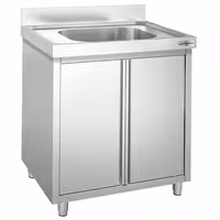 Sudoper s ormarićem PREMIUM - inox - 800 x 600 mm - s 1 koritom - korito sredina