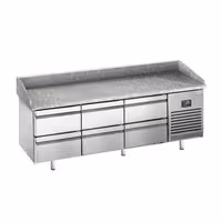 Table réfrigérée à pizza Premium PLUS - 1980 x 700 mm - avec 6 tiroirs