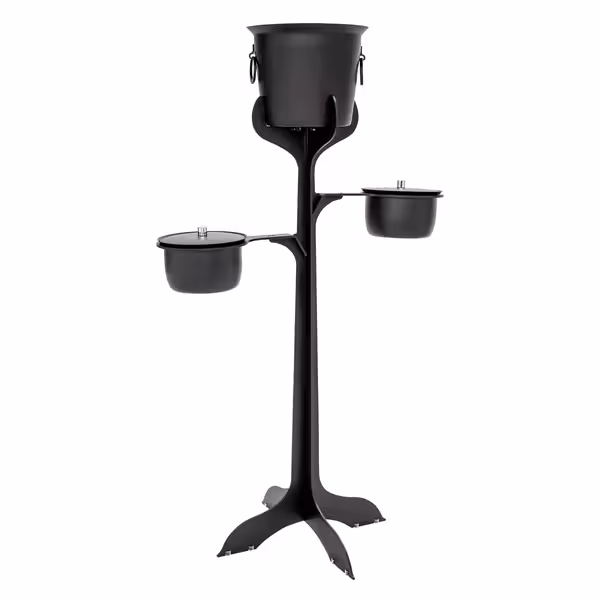 Wine Bucket with Stand & 2 Ice Buckets - Stainless Steel - Height:720mm - Black