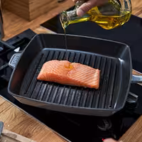 STAUB | Pure Grill Square Cast Iron Grill Pan – 30x30 cm - Graphite Grey - American Grill, Enamelled Interior