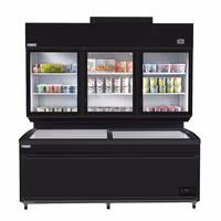 Commercial multideck display freezer - 2100mm - 1014L - with 6 shelves - incl. island freezer - Black
