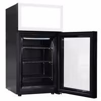 Mini zamrzivač - 460 mm - s jednim staklenim vratima i reklamnim zaslonom - crna