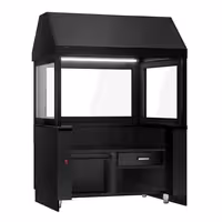 Charcoal Grill TORONTO - 1500mm - Black Front - Black Granite Worktop - tempered glass front - 3 grill grates