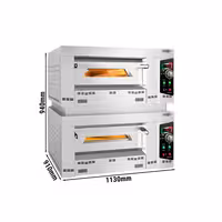 Gas Deck Pizza Oven - Twin Deck - Refractory Stone Deck - 4+4 x Ø 34cm (13.4") - 230V Single Phase - Mechanical Controls - up to 450°C