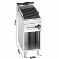 Gas lavasteengrill - 6,9kW - Gietijzeren grillrooster - Staand model - RVS
