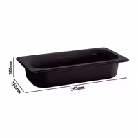 (6 pcs) Melamine Gastronorm Tray GN 1/4 - ECO - Black - 1.9L - Depth: 100mm
