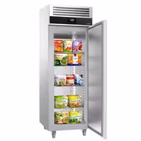 Commercial Upright Freezer Stainless steel PREMIUM - GN 2/1 - 700L - with 1 glass door - On castors - For UK