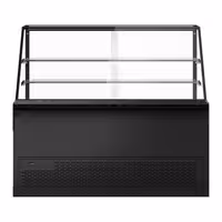 Csemegepult TORONTO - 2000x880 mm - 568 liter - ventilációs - dupla üvegezés - fa borítású természetes fa dekor - 2 polccal - fekete gránit munkalap