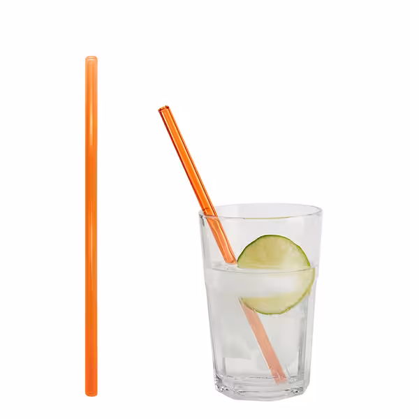 (50 adet) Cam Pipet - 200mm - ø 8mm - düz - Neon Turuncu - dahil 1 Naylon Temizlik Fırçası